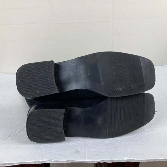 Sillouettes Women Sz 8W Wide Tall Suede Black Leather Riding Boots Low Block - Picture 11 of 11